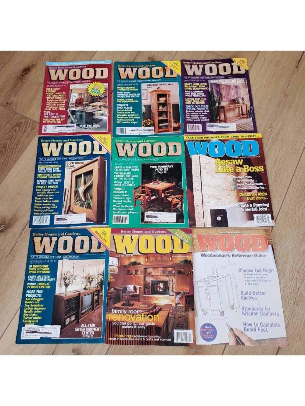 Lot of 9 Wood Magazine Better Homes and Gardens 1990s-2000s Issues
